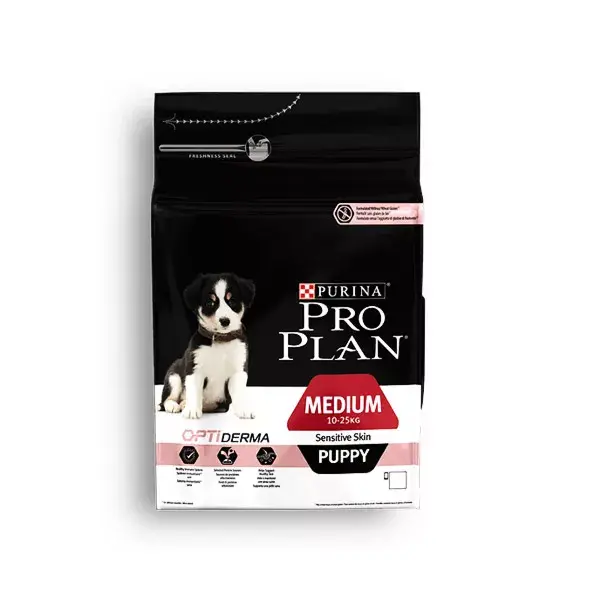 Ração Purina Proplan OptiDerma para Filhotes com Pele Sensível, Tamanho Médio, 3kg