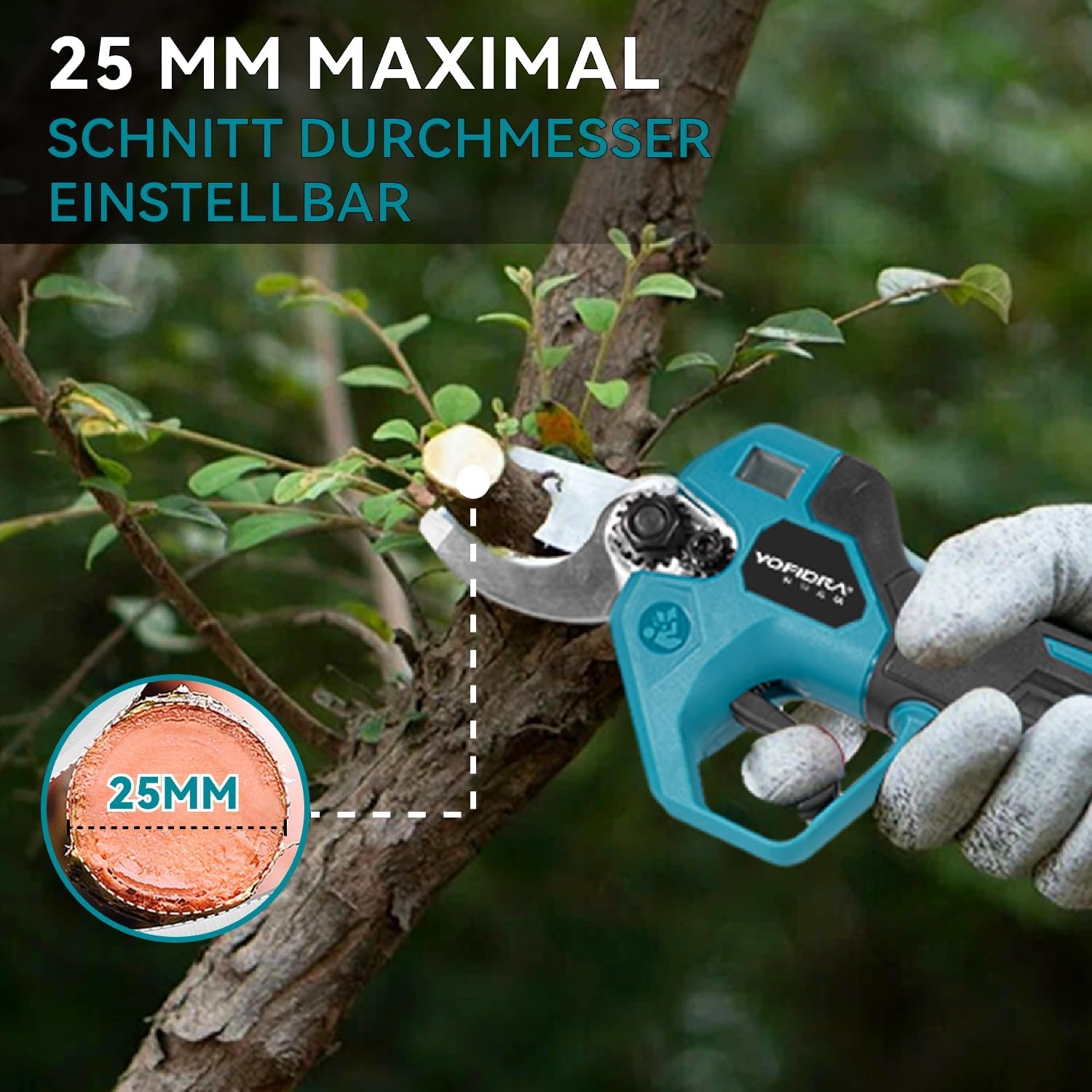 Yofidra 4-IN-1 Akku Hochentaster Ast Kettensäge & Astschere mit Teleskop - Bürstenlos 25mm Baumschere, 6 Zoll Mini Kettensäge, mit 200cm Teleskopstange, 180° Einstellbarer Winkel, 2 x 3.0Ah Akkus