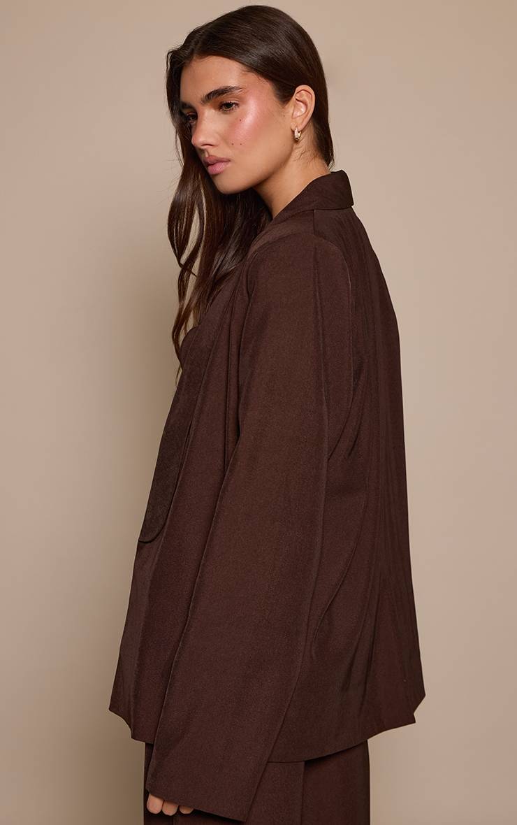 Marron Foncé Blazer Long Ajusté