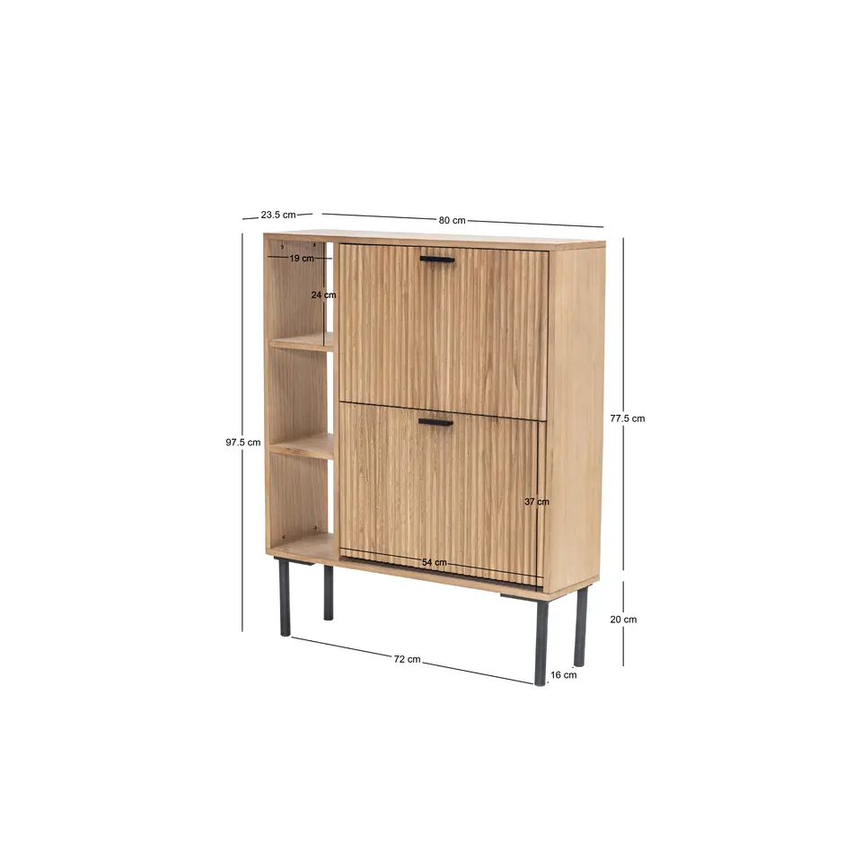 Schoenenkast met 2 laden van hout en metaal