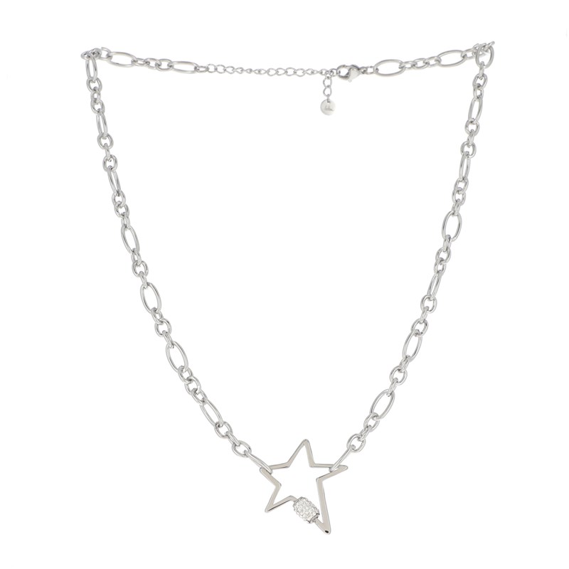 Collier en acier maille argentée, chaînette réglable