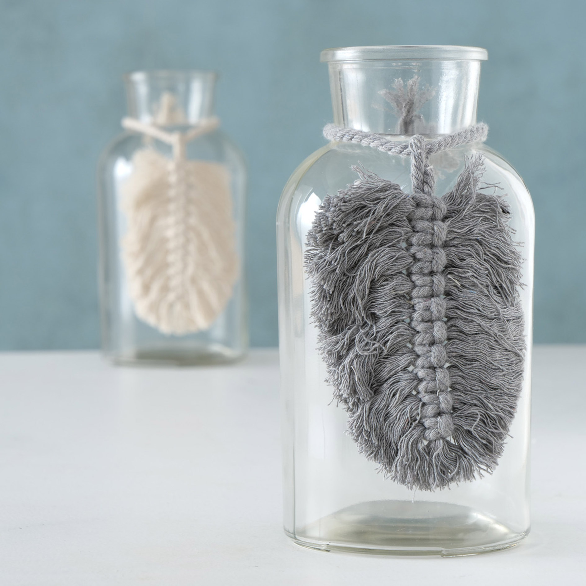 Vase - beige oder grau - Klarglas