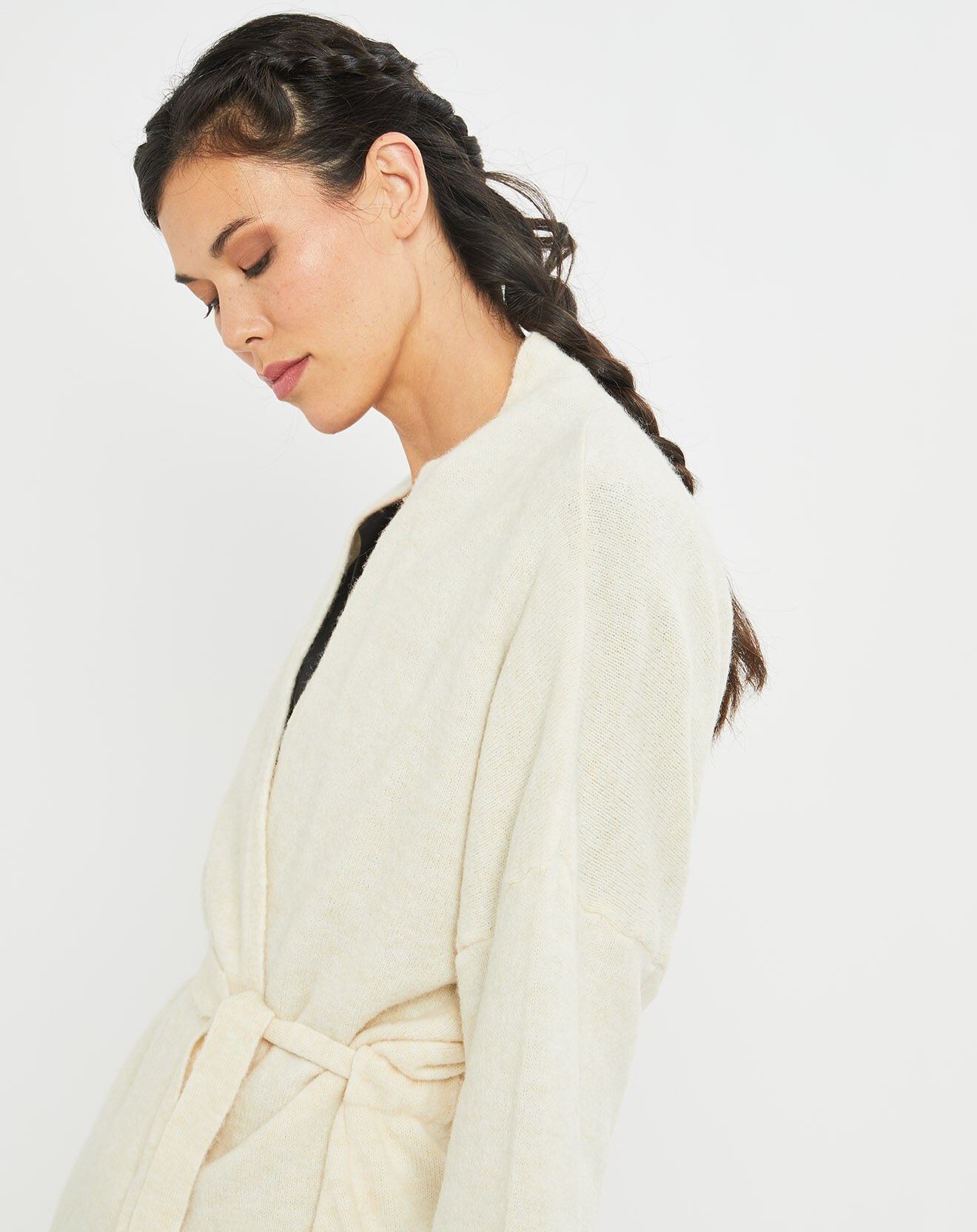 Lauren Vidal Gilet ceinturé Ciara crème
