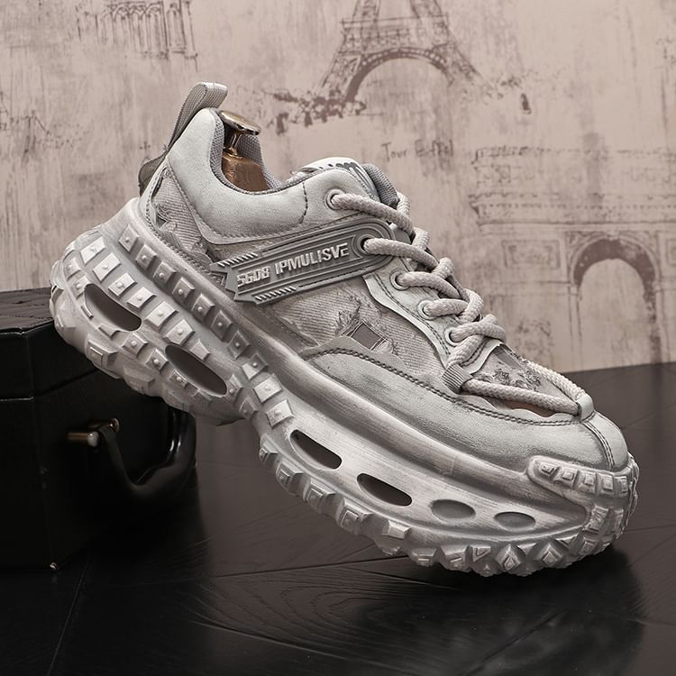 Mr Ozera - Platform Mesh Paneel Versleten Veterschoenen