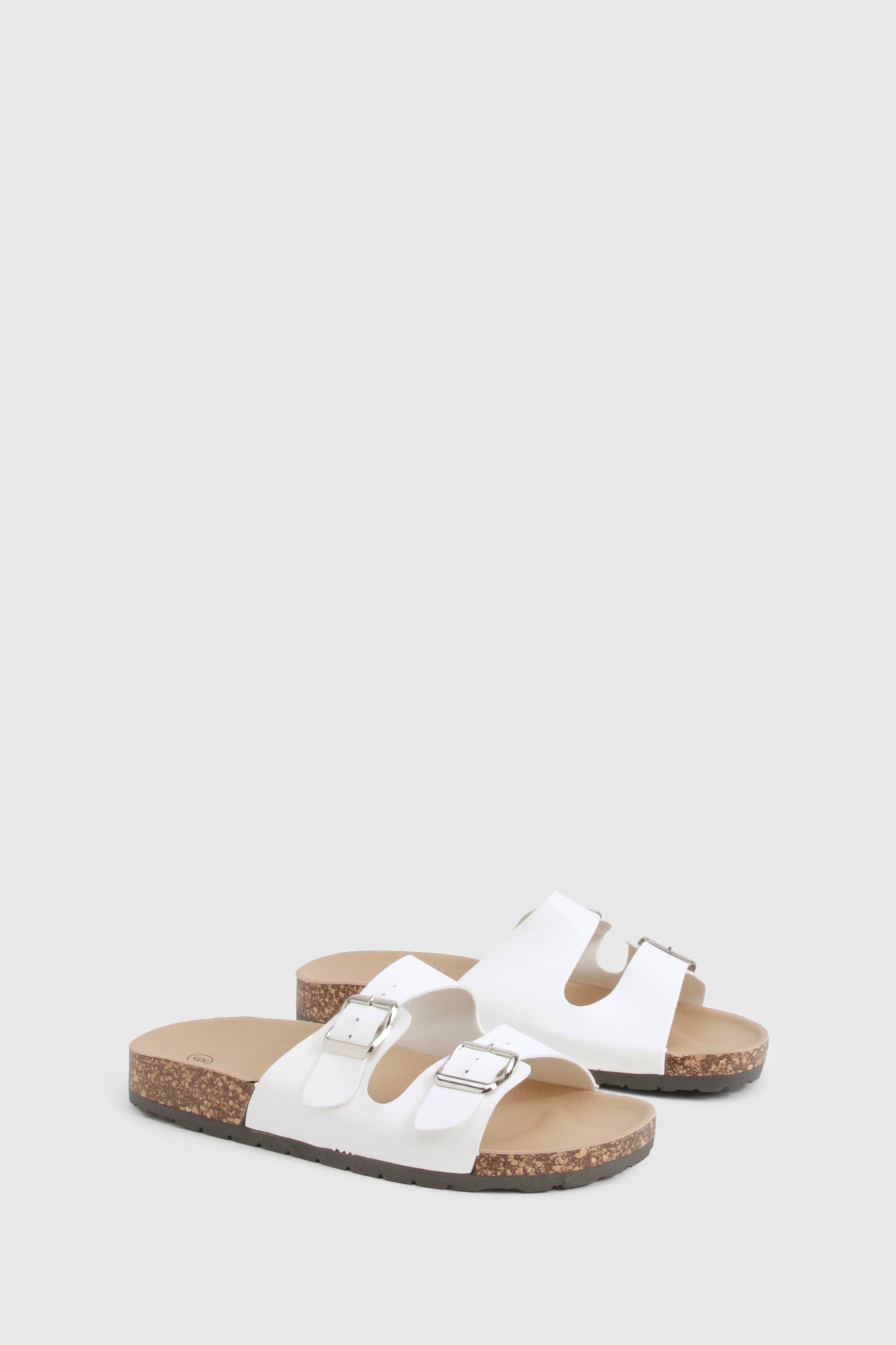 boohoo Double Buckle Footbed Slider