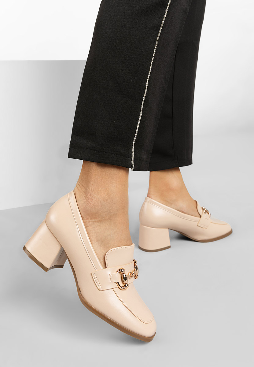 Mocassins à talon beige Ixea