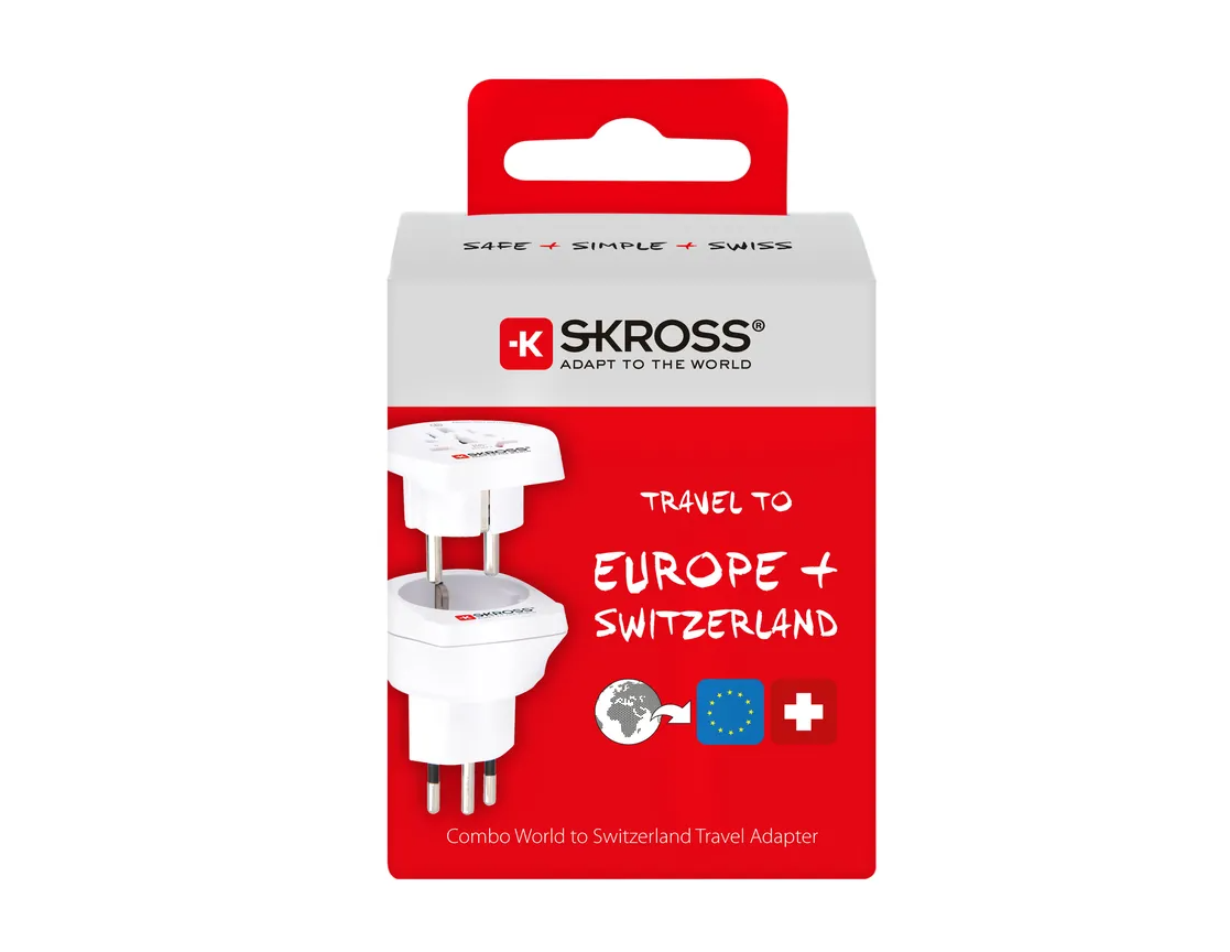 Country Travel Combo Reise Adapter Ladegerät World to Switzerland / World to Europe (1.500206-E) - Weiss