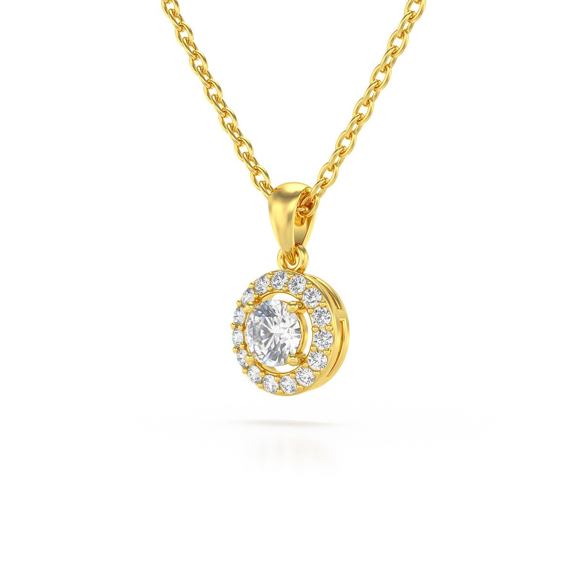 Collier Pendentif ADEN Or 585 Jaune Diamants Chaine Or 585 incluse 0.56grs