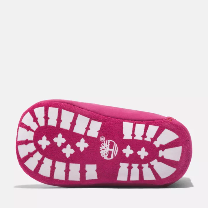 Sapatinho de Berço: Conjunto de Sapatinho e Chapéu em Rosa Escuro