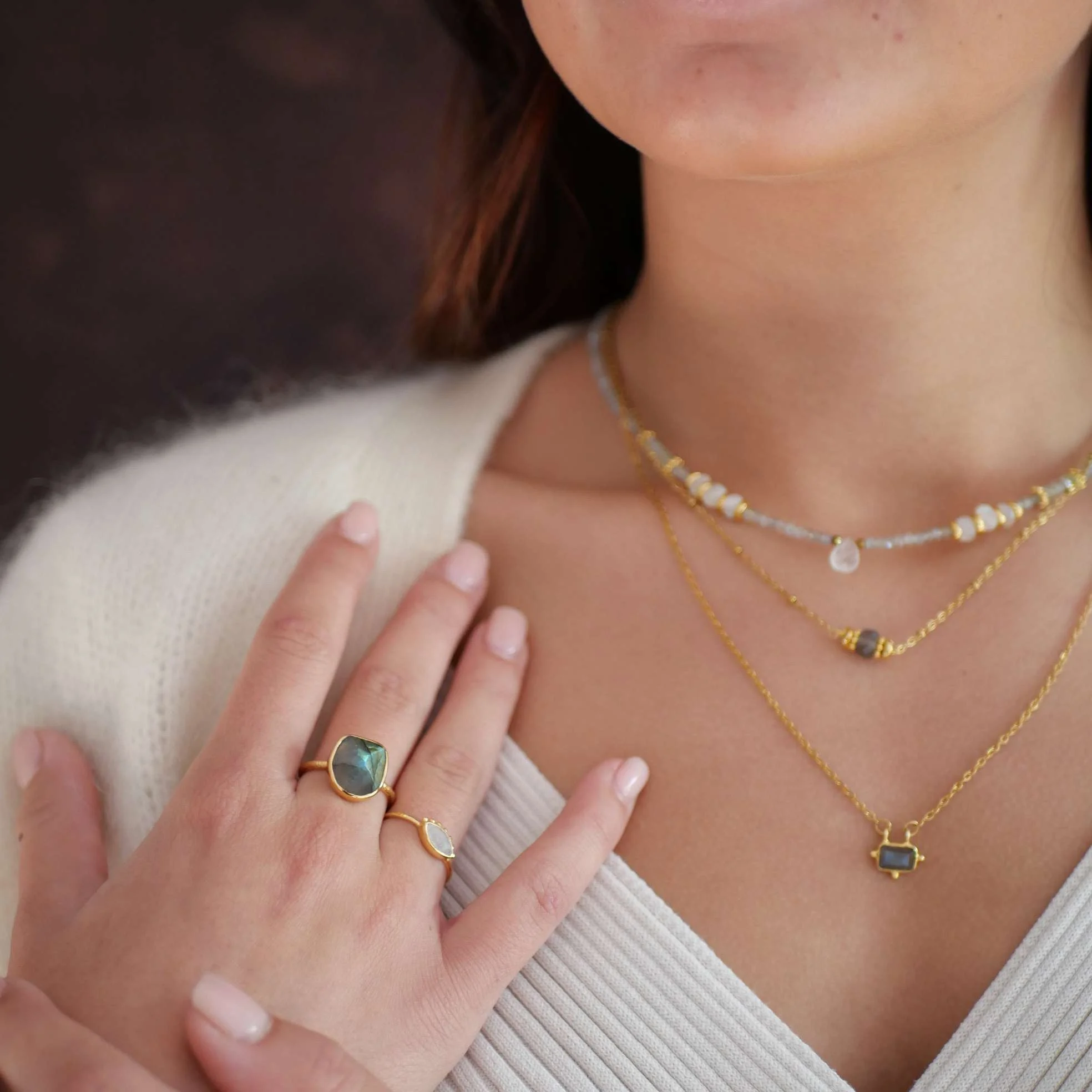 DEVAK - Collier labradorite | Gris