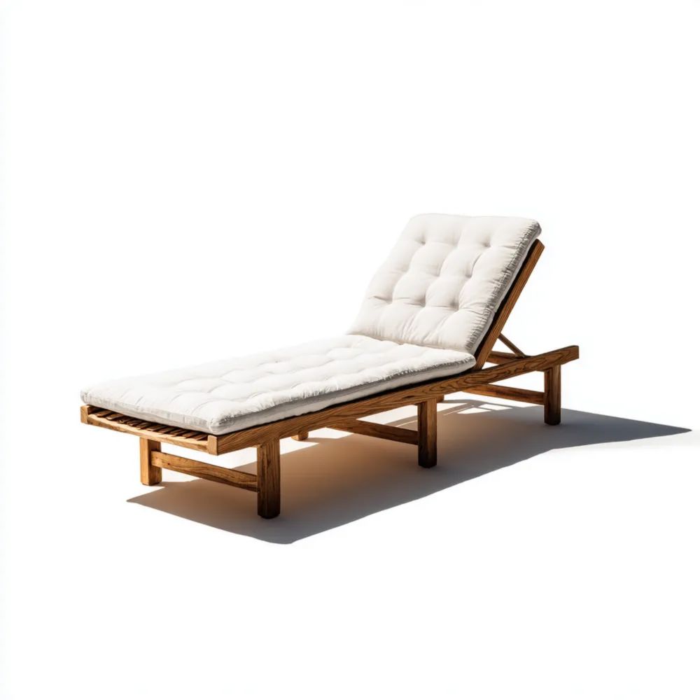 Sonnenliege Holzrahmen 200x70x35 cm – Weiß – Verstellbar