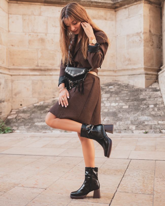 Bottines femme noires à talon - Emy