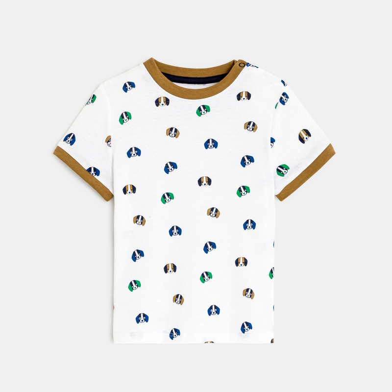 T-shirt imprimé chiens blanc bébé garçon