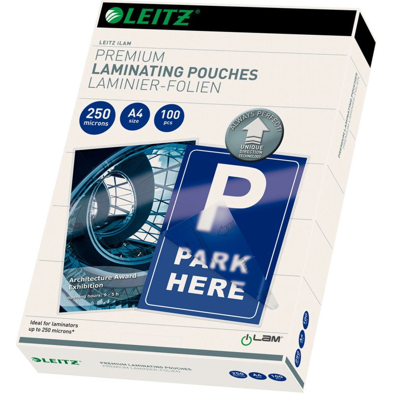 Pochettes de plastification Leitz I-Lam A4 2 x 250 µ brillantes - Boite de 100