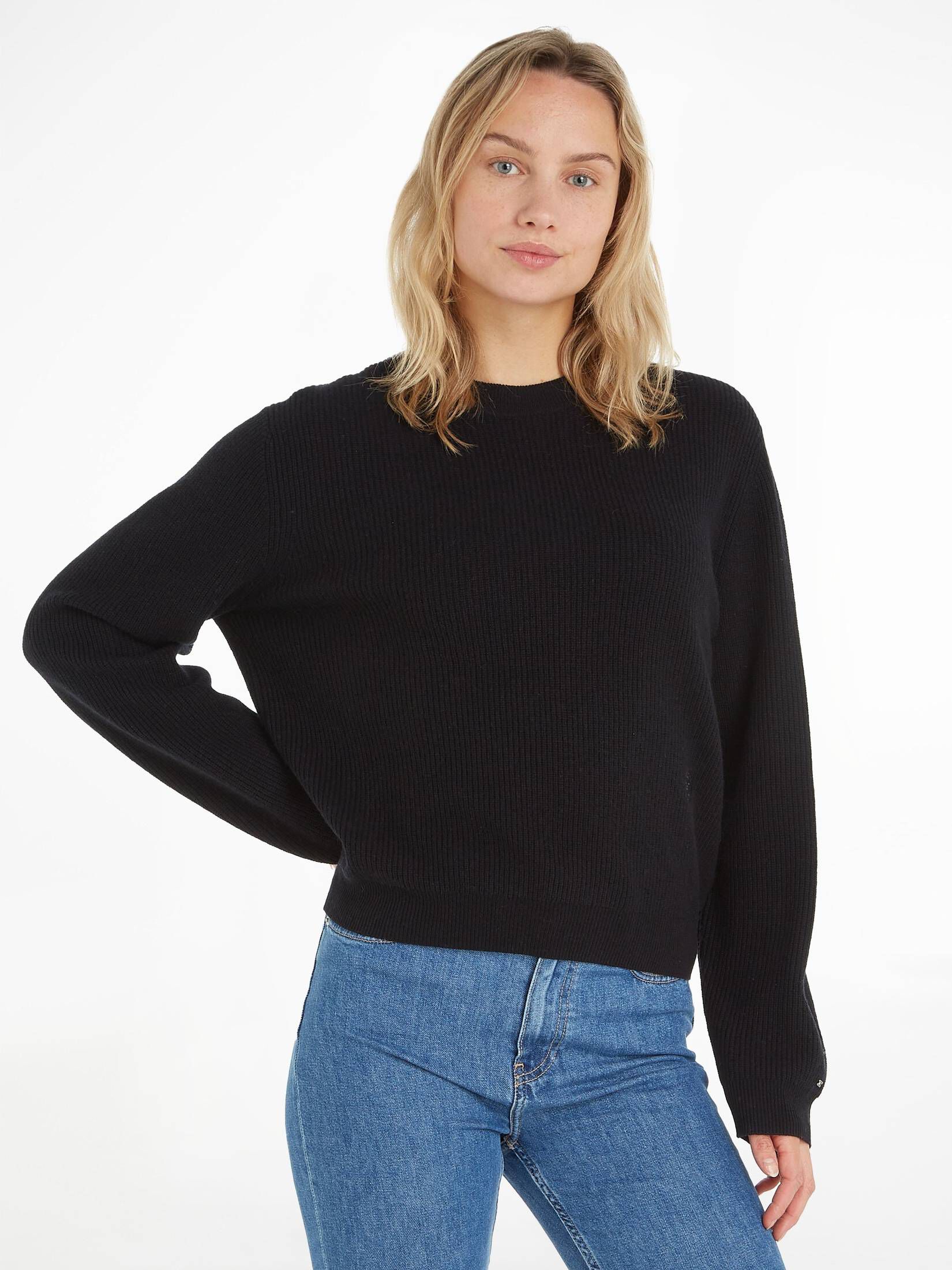 Tommy Hilfiger| Damen Strickpullover mit Kaschmir MD WOOL CASH C-NK SWEATER