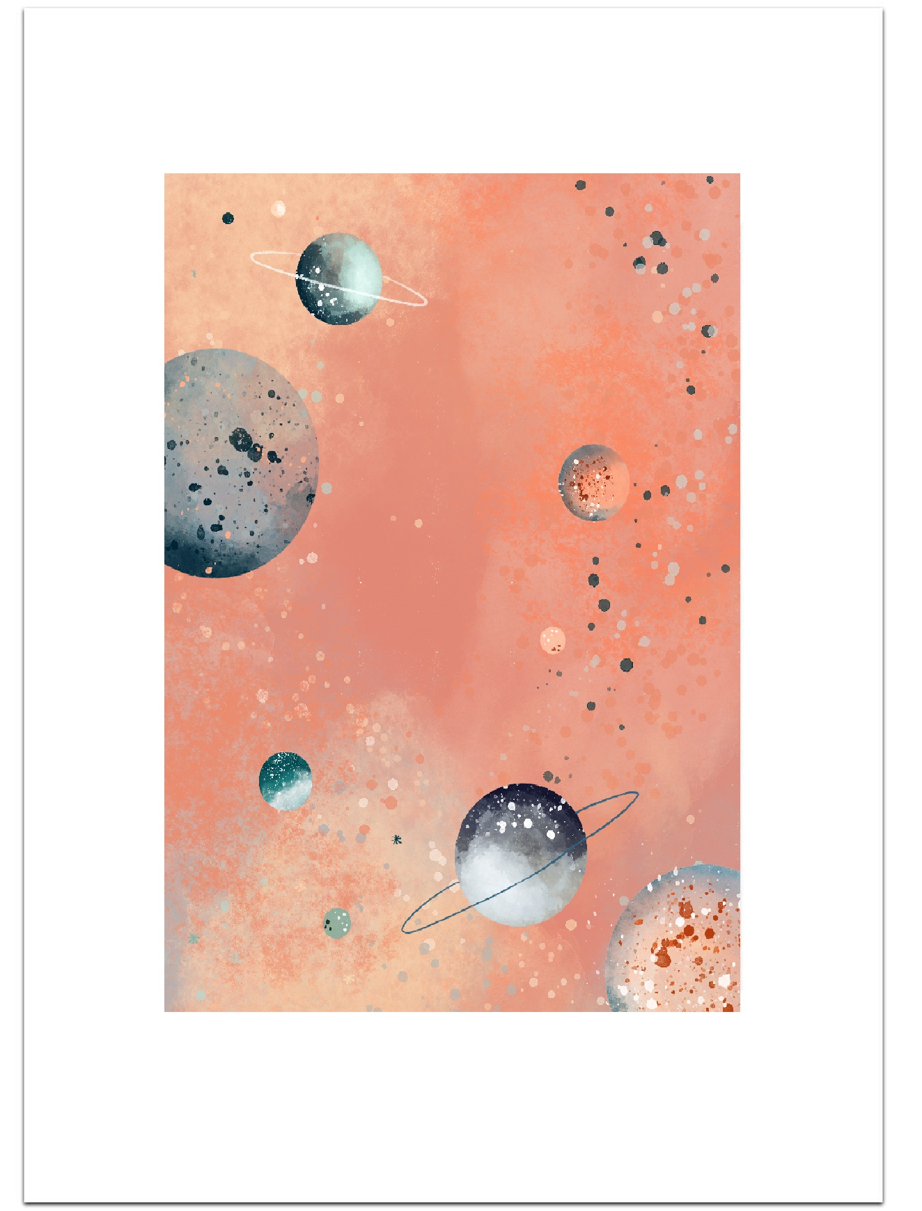 Poster Planets Pink 40 x 50 cm