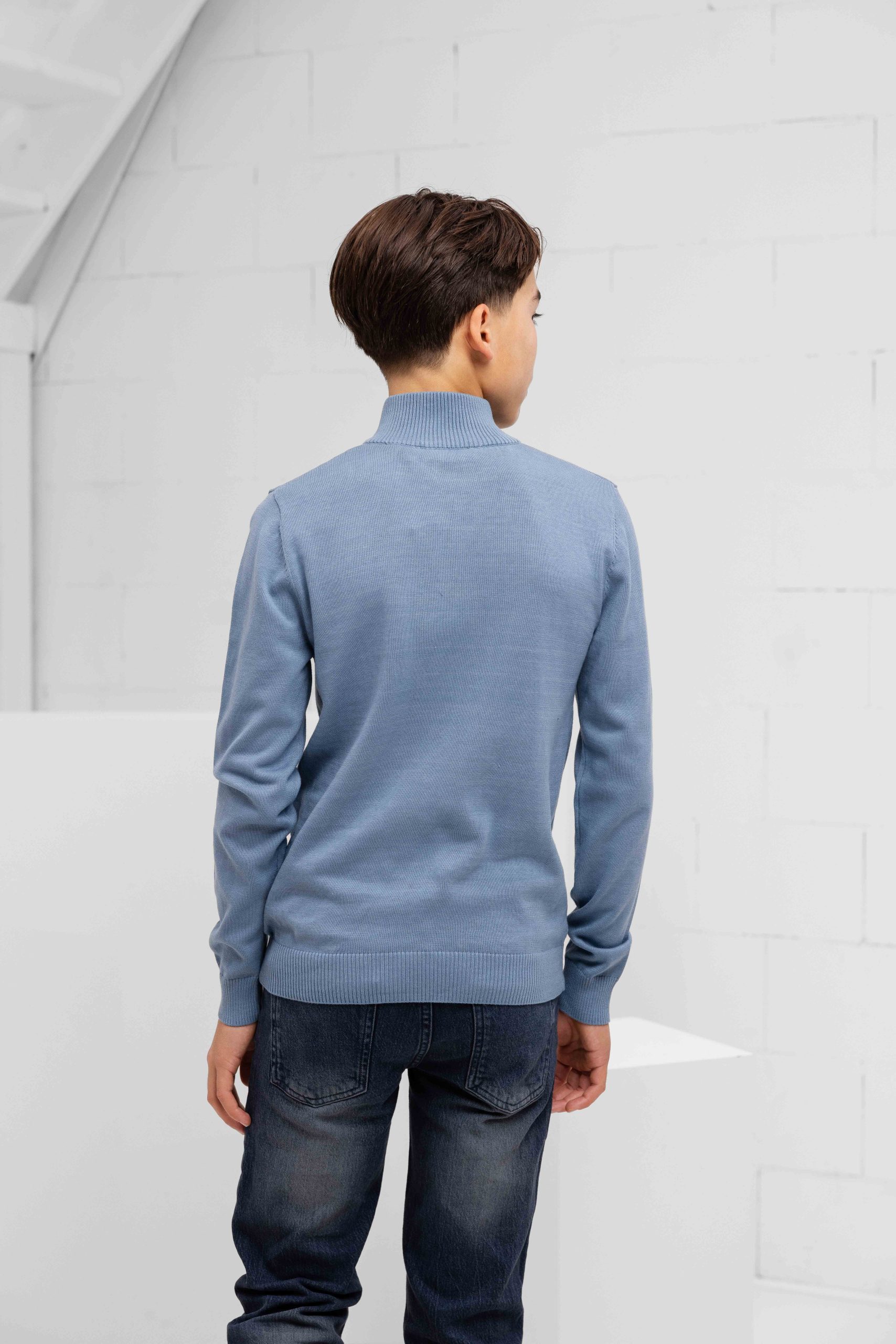 Ballin Amsterdam Half-Zip Knit Sweater Kids Lichtblauw