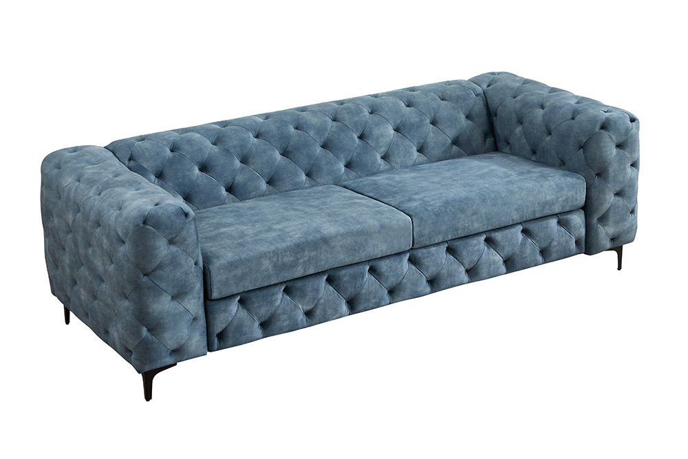 Chesterfield Sofa MODERN BAROCK 235cm petrol Samt 3-Sitzer Couch Federkern