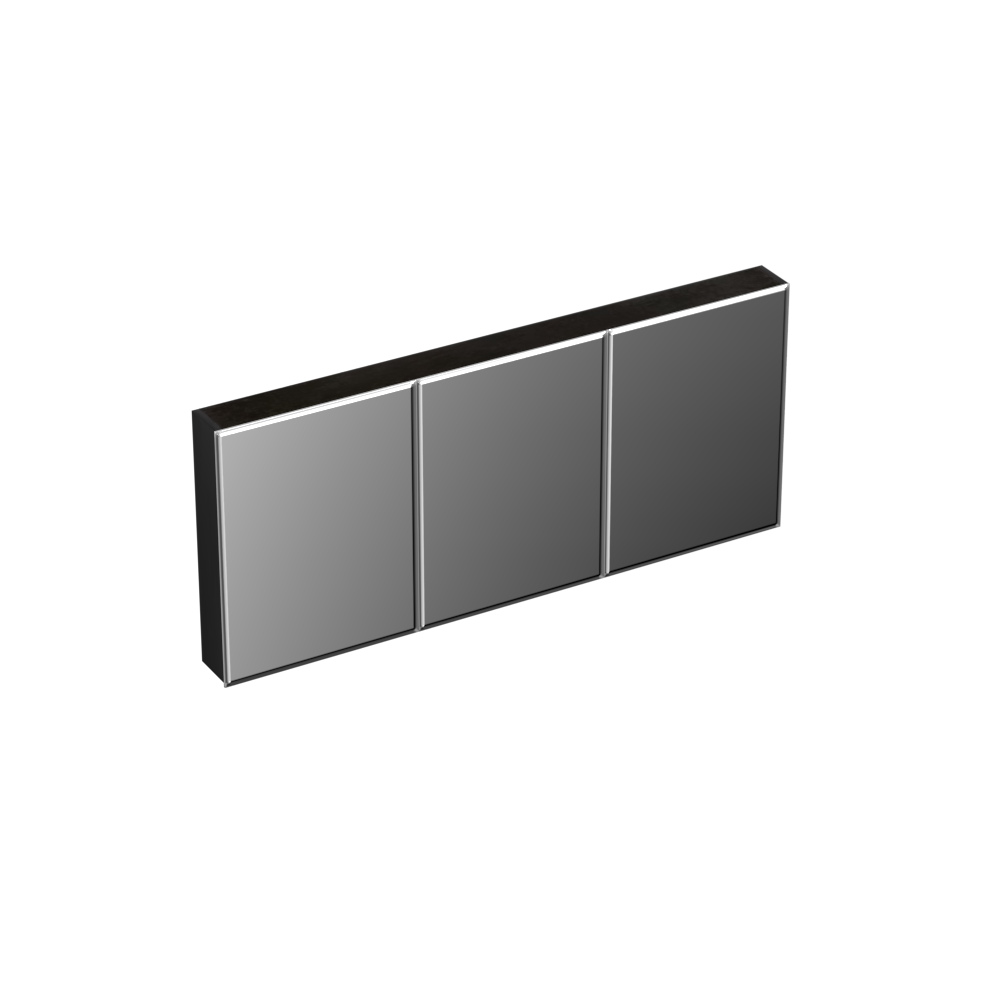 Forzalaqua Uni spiegelkast 160x70cm met 3 deuren black oiled