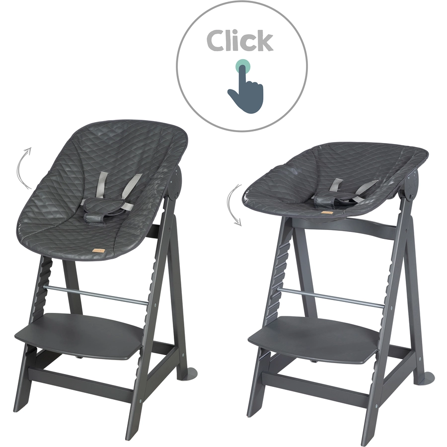 roba Treppenhochstuhl Born Up anthrazit Set 2 in 1 inkl. Aufsatz Graphit gesteppt