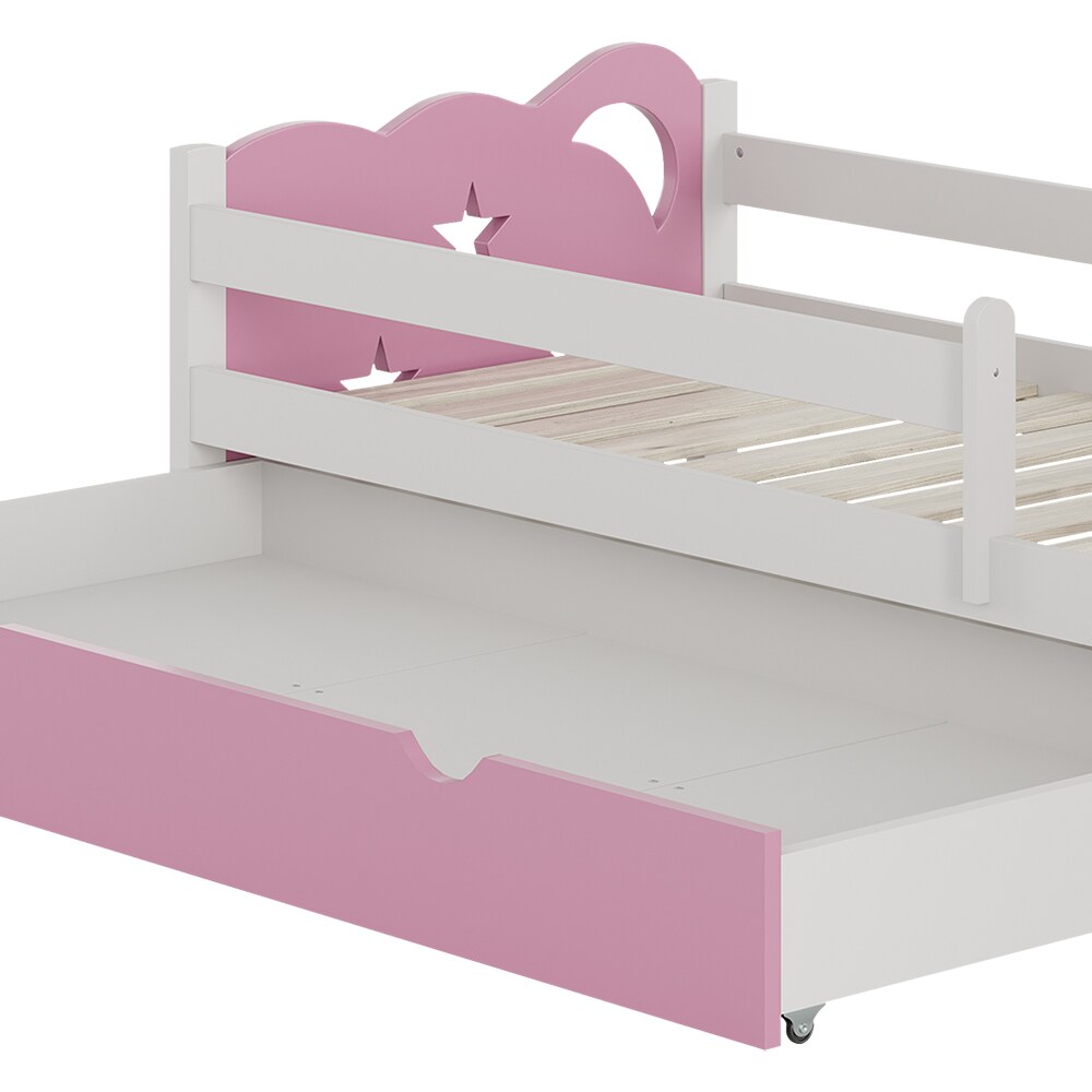 VitaliSpa Kinderbett Einzelbett Juniorbett Jessica Weiß Pink 160x80 cm modern Kinderzimmer Bett Bettschublade Rausfallschutz