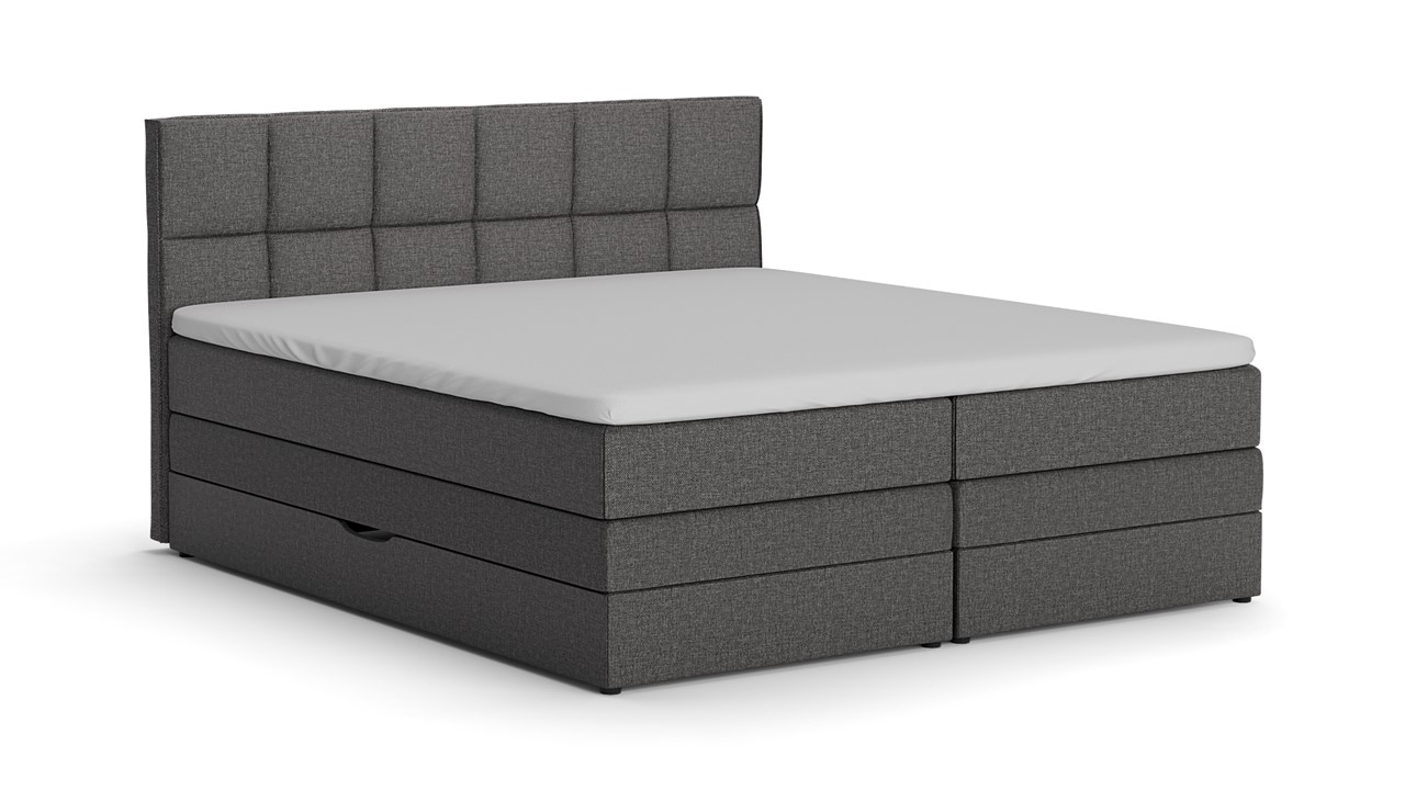 Opbergboxspring Jade - Linen touch dark grey