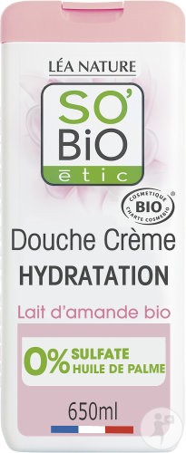 So'Bio Étic Douche Crème Hydratation Au Lait D'Amande Bio Adoucit+ Peaux Normales/Délicates 650ml