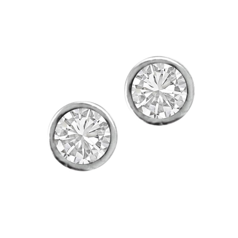 Boucles d'oreilles 5mm en argent 925 rhodié et oxyde de zirconium