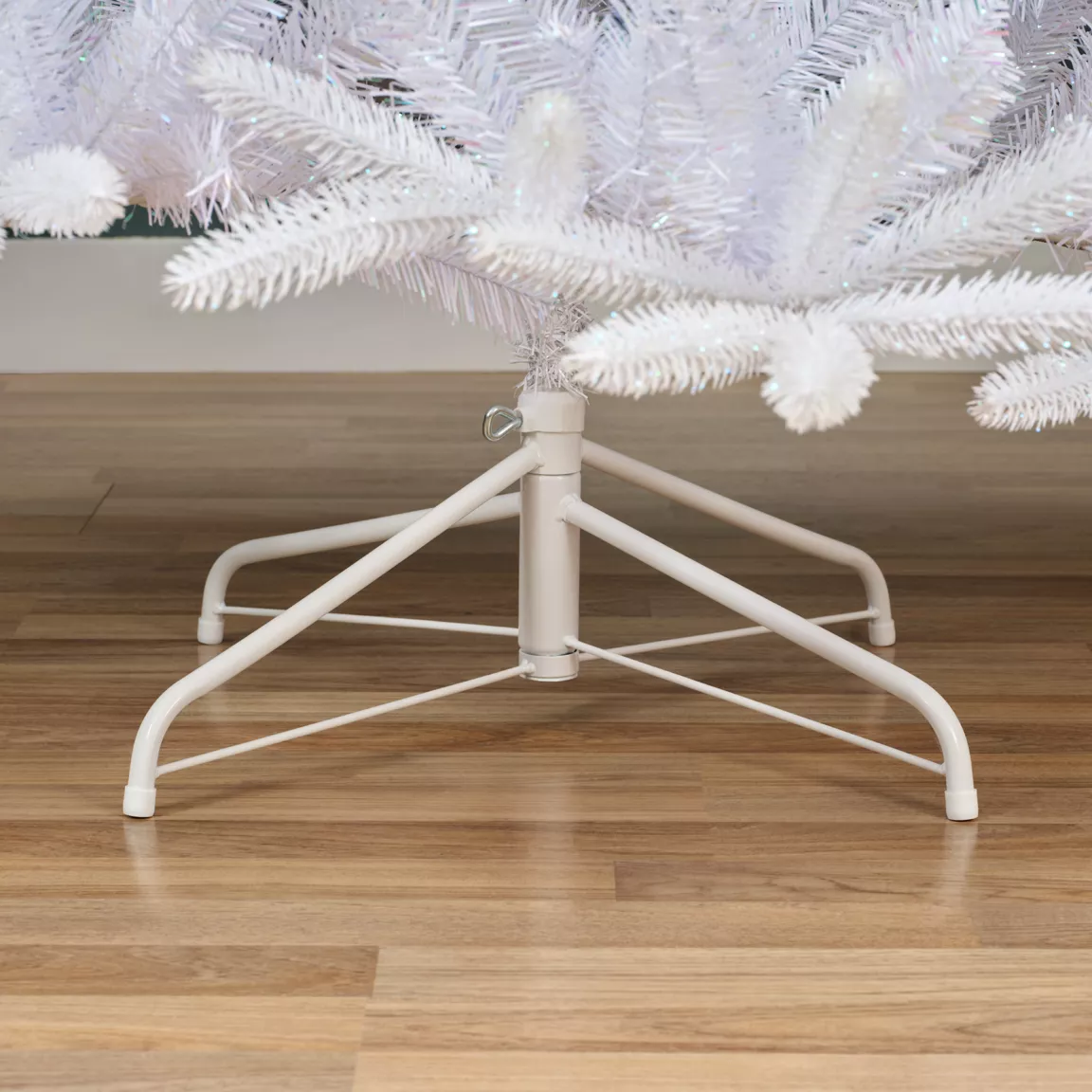 Sapin artificiel de Noël H210 cm Odense Blanc irisé et pailleté