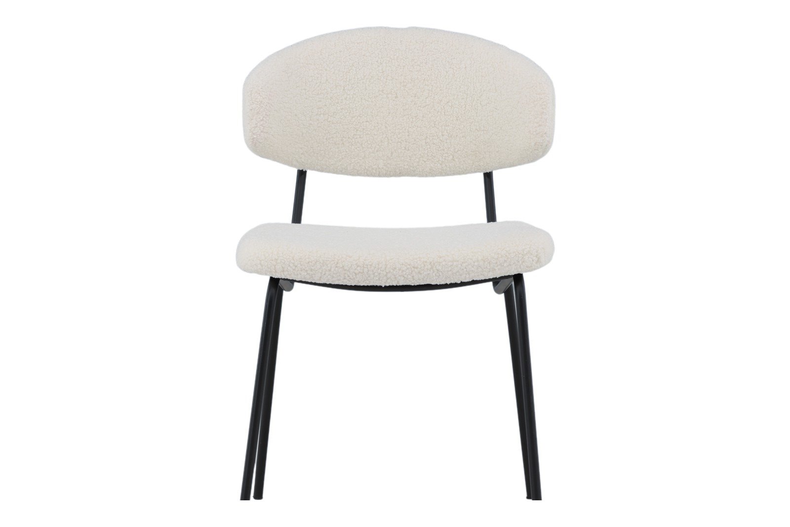 Chico Spisestol. Sett av 2. Sett av 2. Hvit bouclé med sorte stålben.