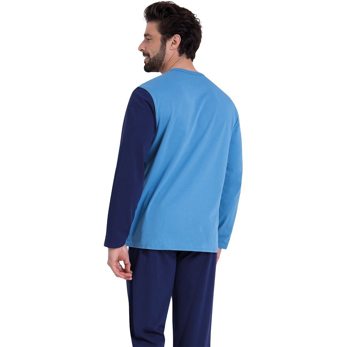 ATHENA<br>Pijama comprido com gola de camisa, em algodão