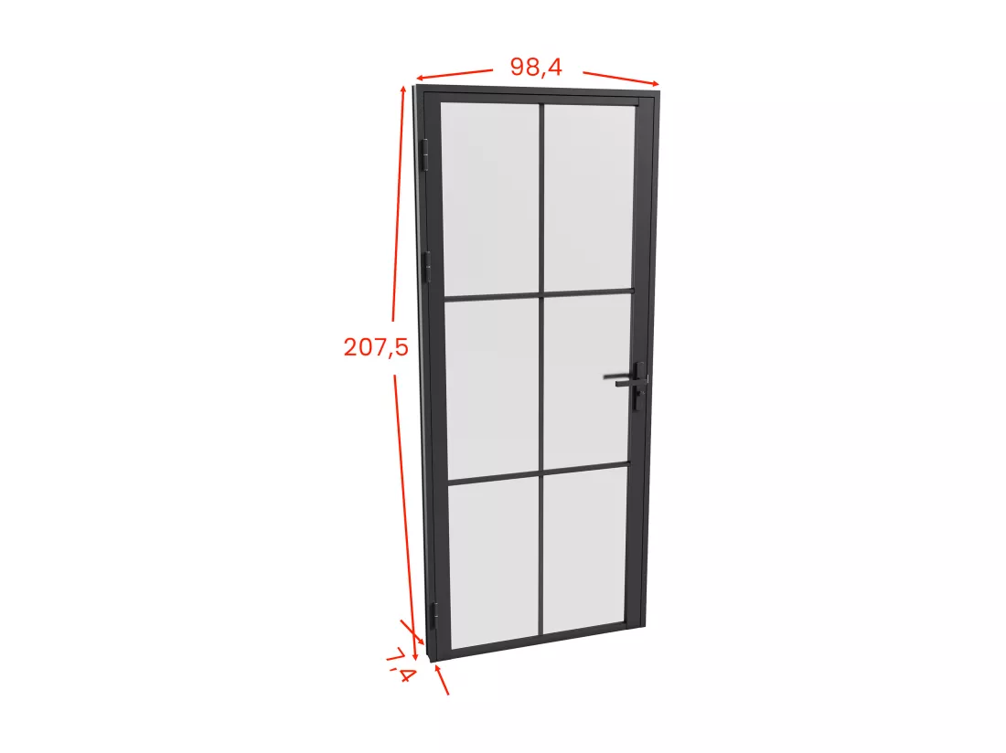 Bloc porte réversible en aluminium et verre dépoli - H204 x L93 cm - Noir - SEROTO
