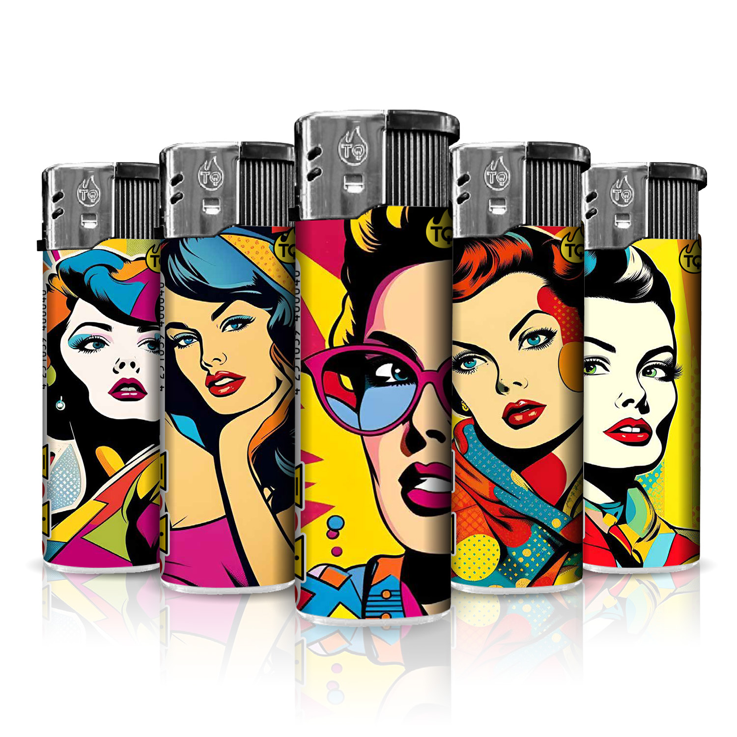 50x TobaliQ Elektronikfeuerzeug Popart Women