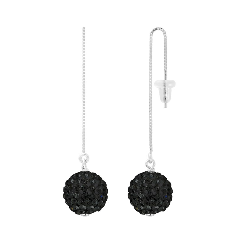 Boucles d'Oreilles - Cristal noir - Argent 925