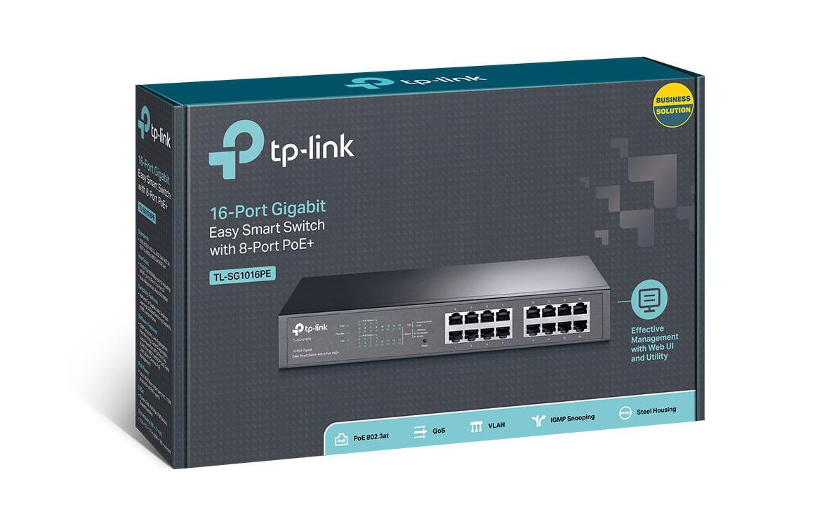 PoE+ Switch TL-SG1016PE 16 Port<br>16-Port Gigabit Easy Smart PoE-Switch