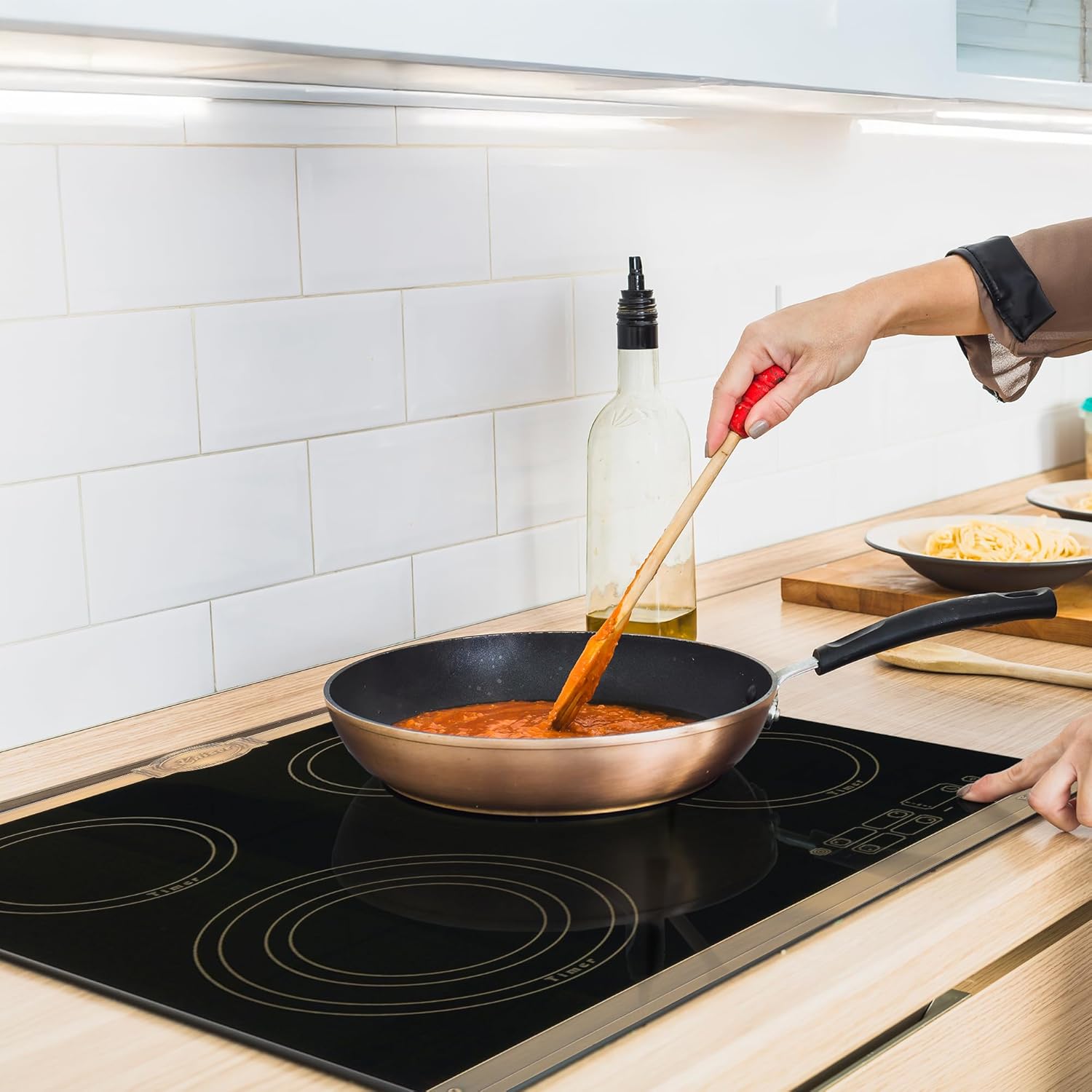 Kaiser Pyrolyse Backofen »EH 6427 AD+KCT 6185 Em«, Retro Pyrolyse Einbau Backofen 73L Schwarzfarbiges Glas 60 cm+Exklusives Autarkers High Light Glaskeramik Kochfeld 60cm,Herd Einbau