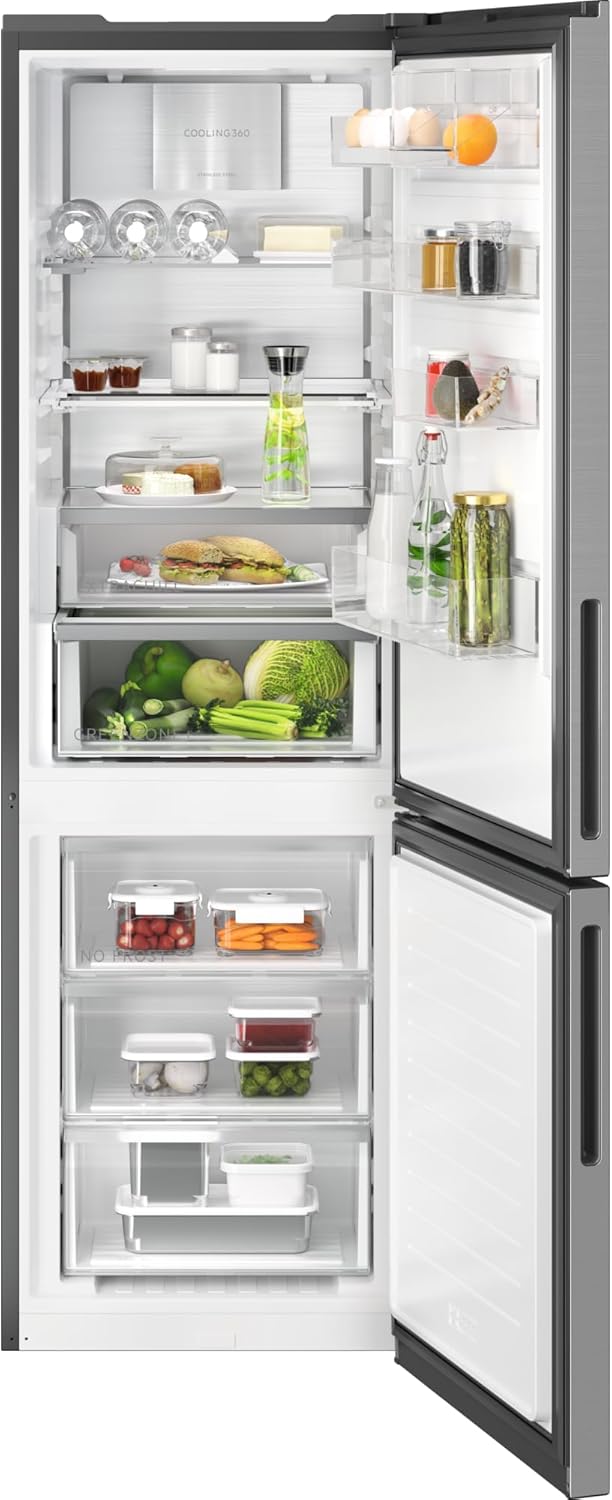 AEG 8000 Cooling 360° / Freistehende Kühl-Gefrierkombination/WiFi-Vernetzung / 1870 mm / 328 L/CustomFlex – flexibles Türablagesystem/NoFrost ORC8M321CX Gebürstetes Edelstahl