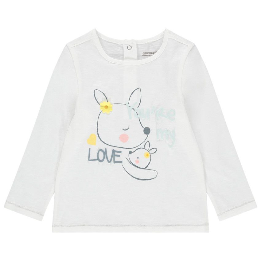T-shirt manches longues en coton bio print animaux - Vert