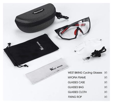 Lunettes de sport photochromiques anti-UV et coupe-vent - noir