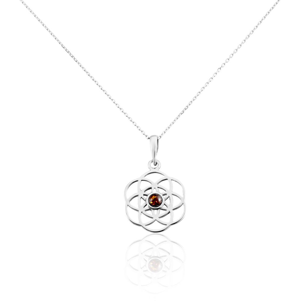 Collier Argent Blanc Aeson Ambre