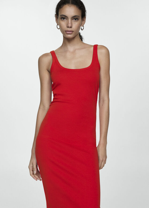 MANGO Midi-dress with straps Red