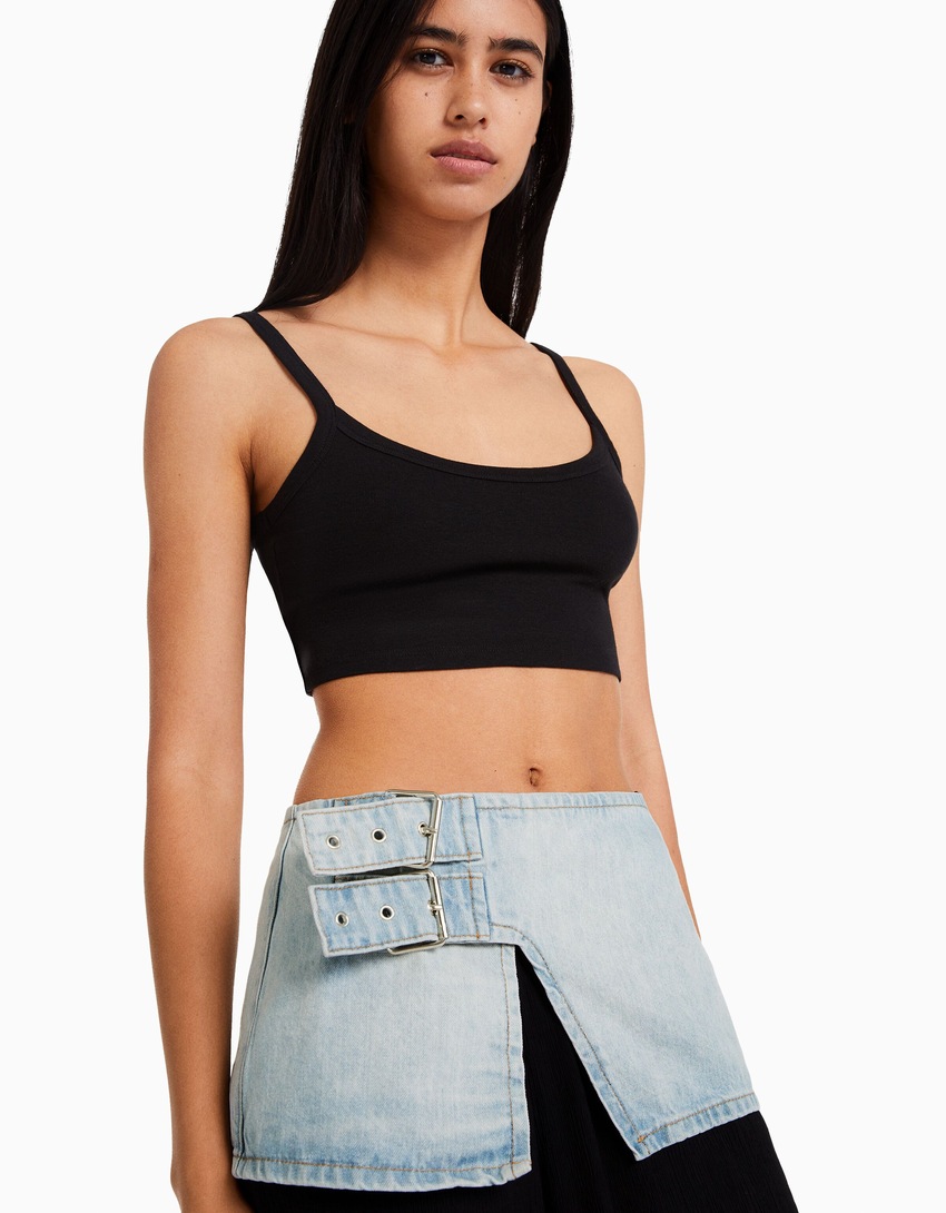 Cinto de saia jeans com fivelas