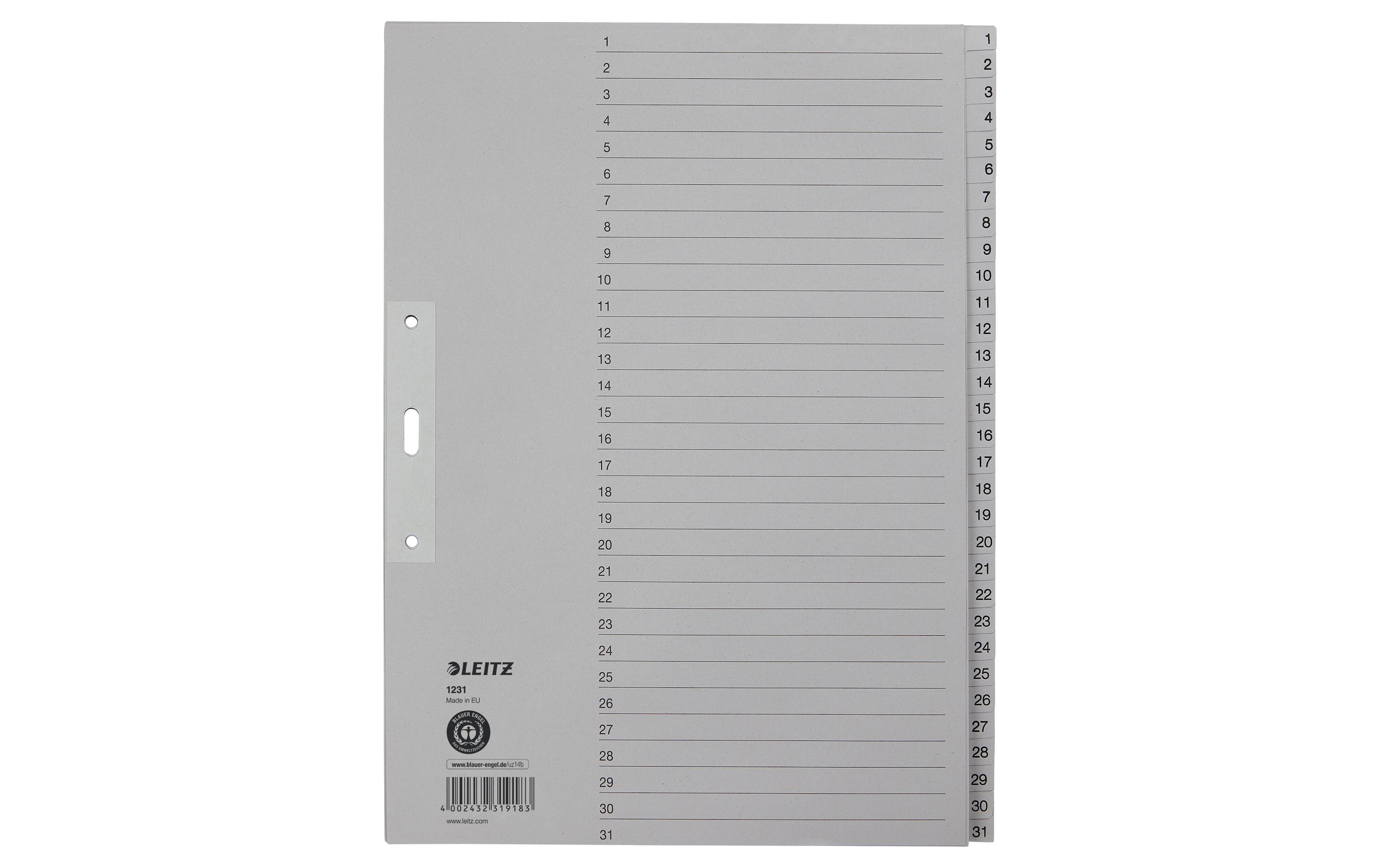 Register A4 1-31Ordnerregister für mehr Ordnung im Büro