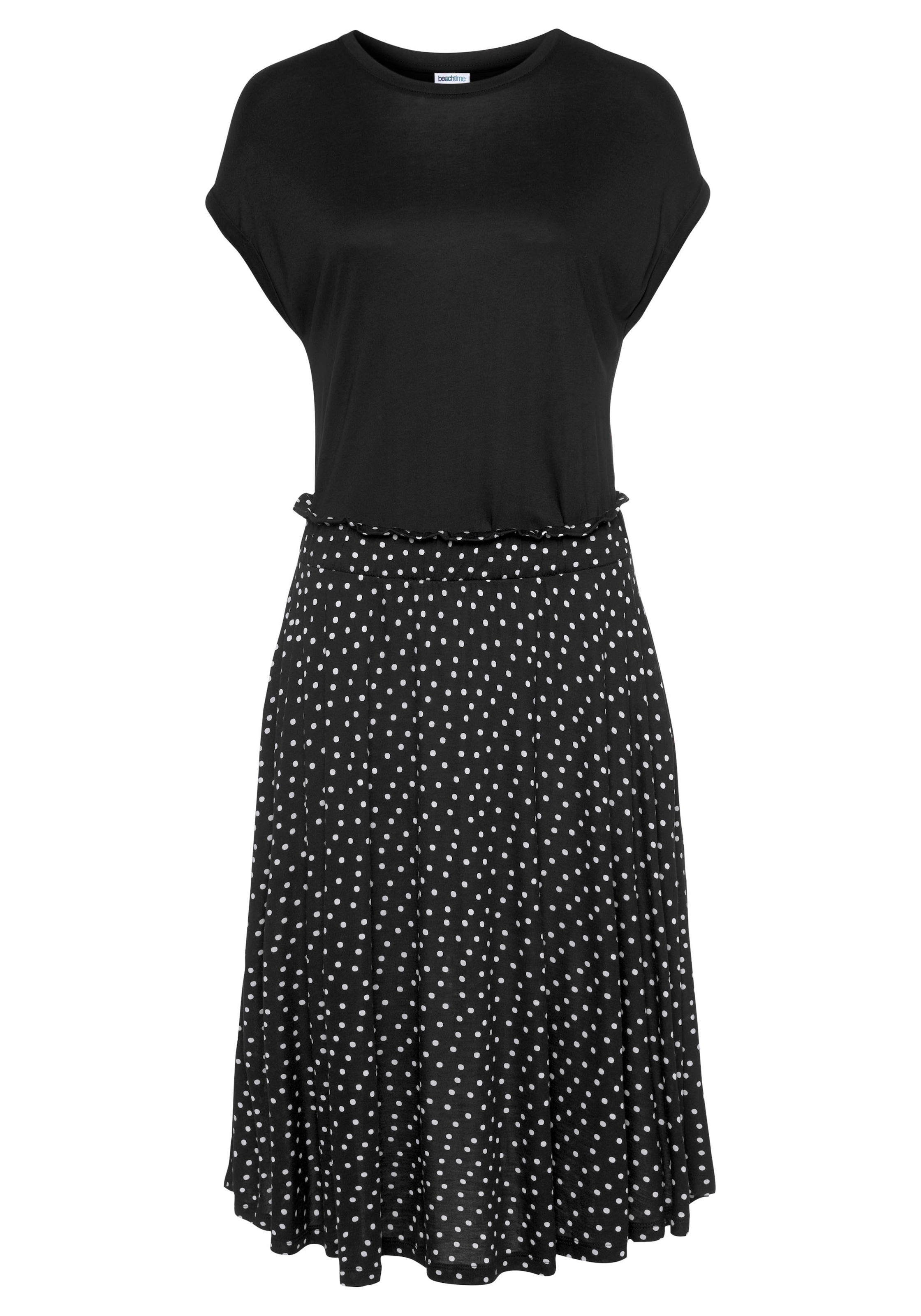 Beachtime Jerseykleid Seitennahttaschen mit Rüschenkante in der Taille, Rock mit Taschen, sommerlich