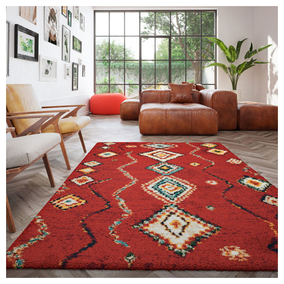 Tapis motif berbère - azilal - rouge - 160 x 230 cm