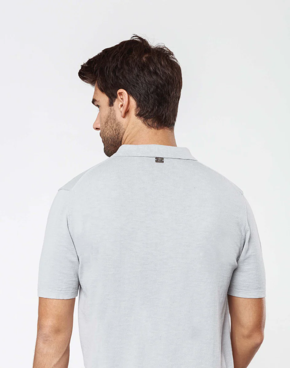Polo coton flammé gris