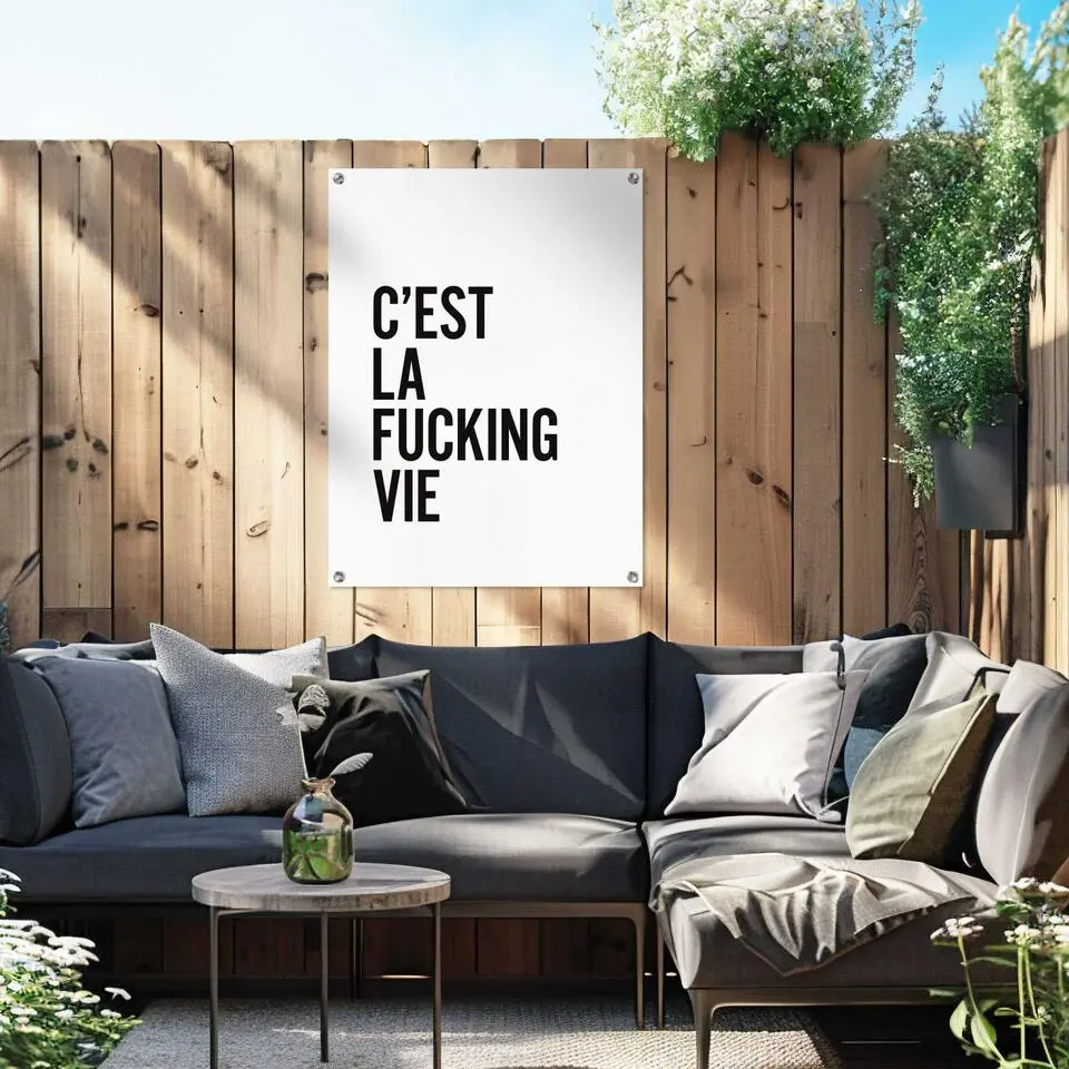 Tuinposter Het leven - 80x60cm - Zwart-Wit