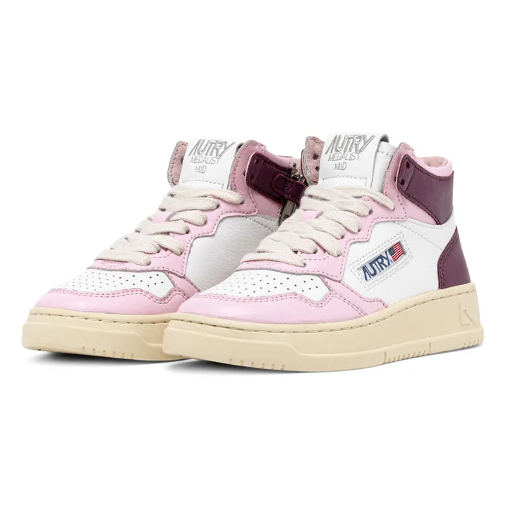 Autry Baskets Kids Medalist Mid Cuir Bicolore | Rose