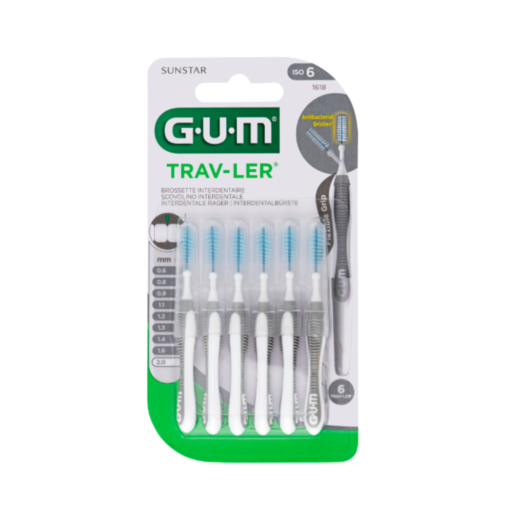GUM Trav-Ler Ragers Grijs 2.0mm6 stuks