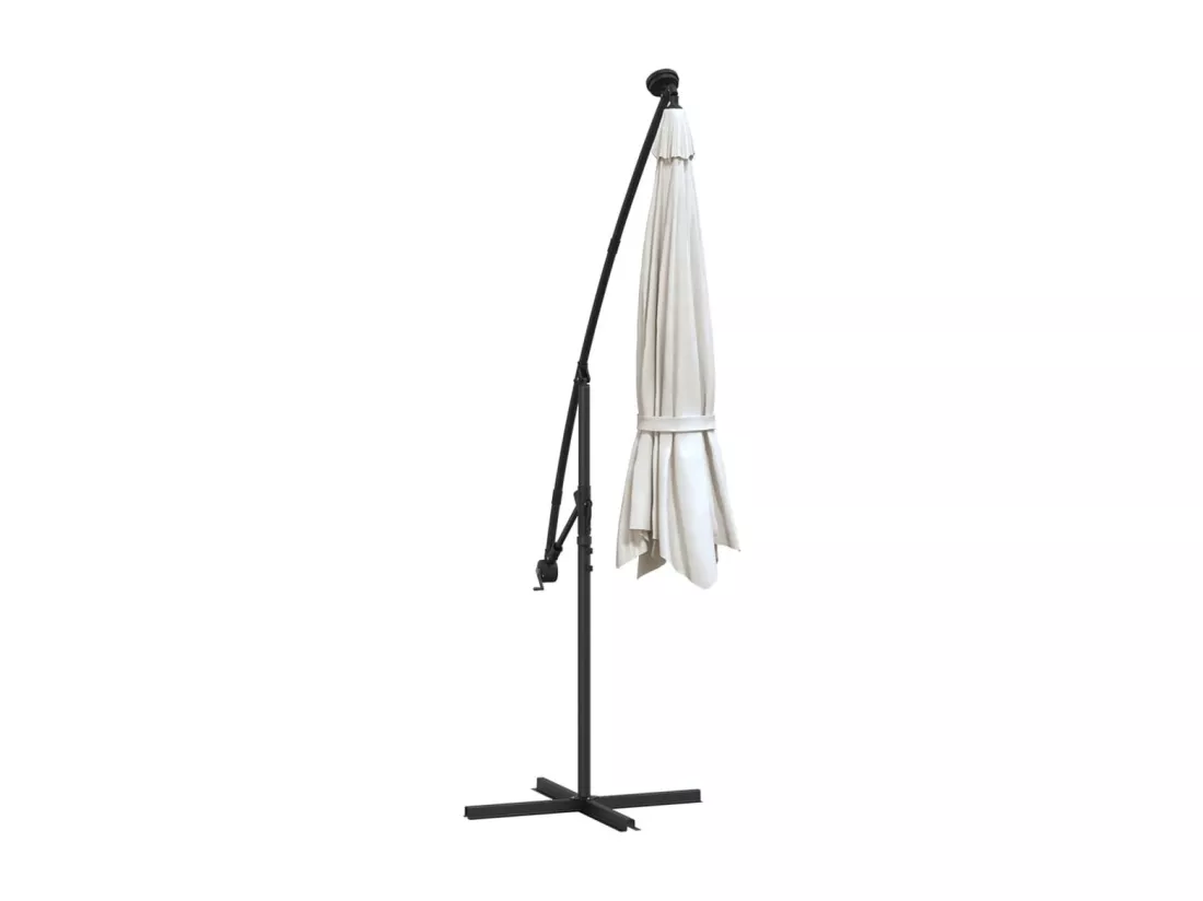 Parasol avec éclairage LED 300cm Poteau en métal Sable